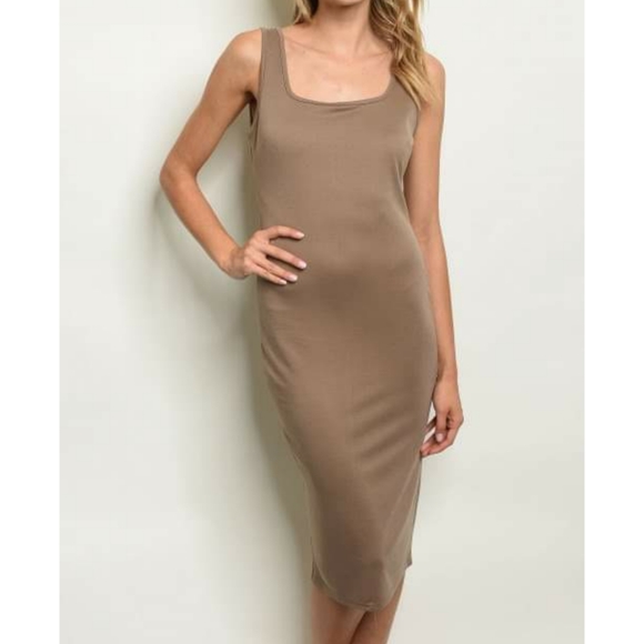 Aria Basic Tank Midi Dress (Mocha) - Picture 2 of 3